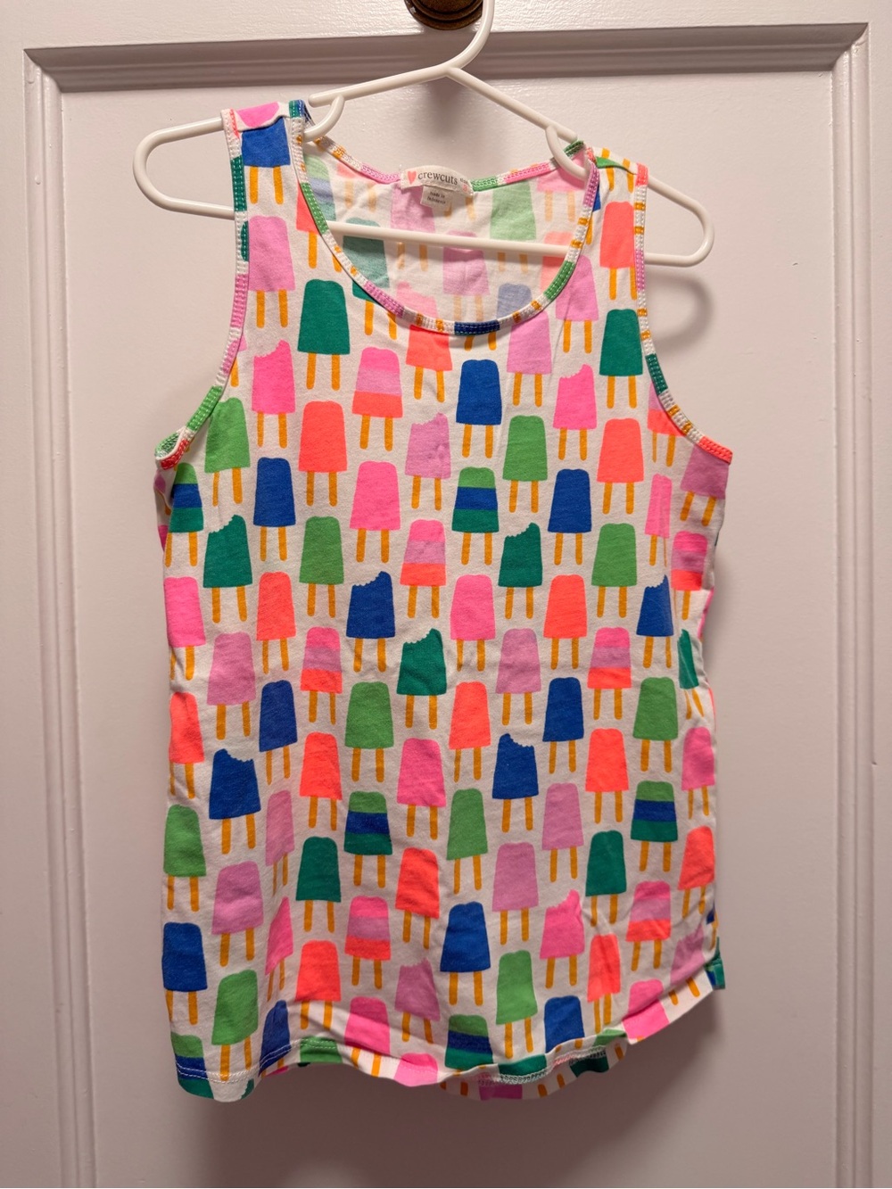 Crewcuts Girls' White Tank Top with Bright Popsicle Print